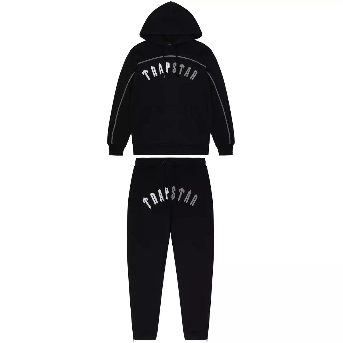 Trapstar Irongate Arch Chenille Hooded Tracksuit Black Monochrome Ed sourcedbycs