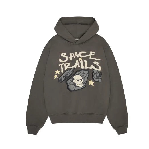 Broken Planet ‘Space Trails’ Hoodie - Beluga Grey and Front