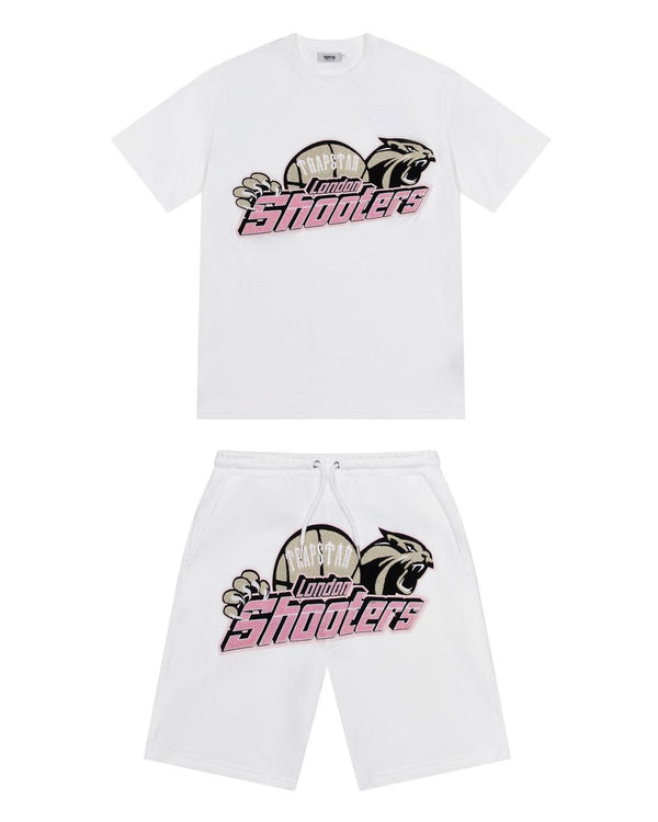 Trapstar Shooters Chenille Short Set - White/Pink