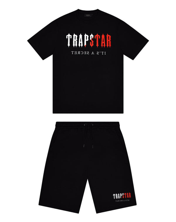 Trapstar Chenille Decoded Short Set - Black/Red