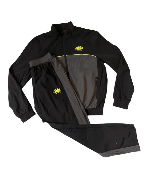 Syna World ‘Syna Logo’ Shell Tracksuit - Black/Grey/Yellow and Front