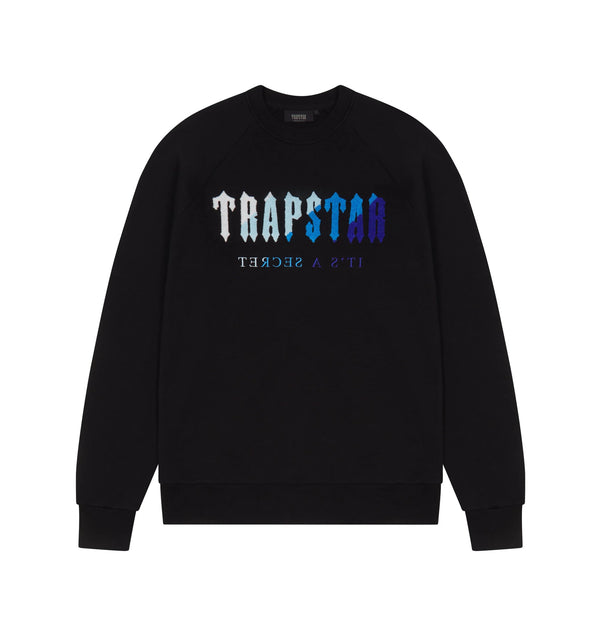 Trapstar Chenille Decoded Crewneck - Black Ice and Front