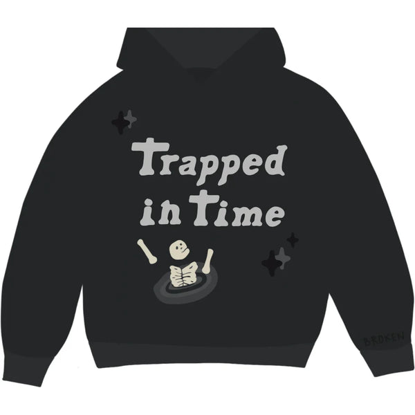 Broken Planet ‘Trapped In Time’ Hoodie - Soot Black and Front