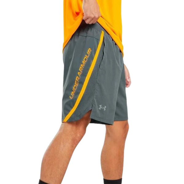 Under Armour Launch Shorts - Grey/Orange and Front
