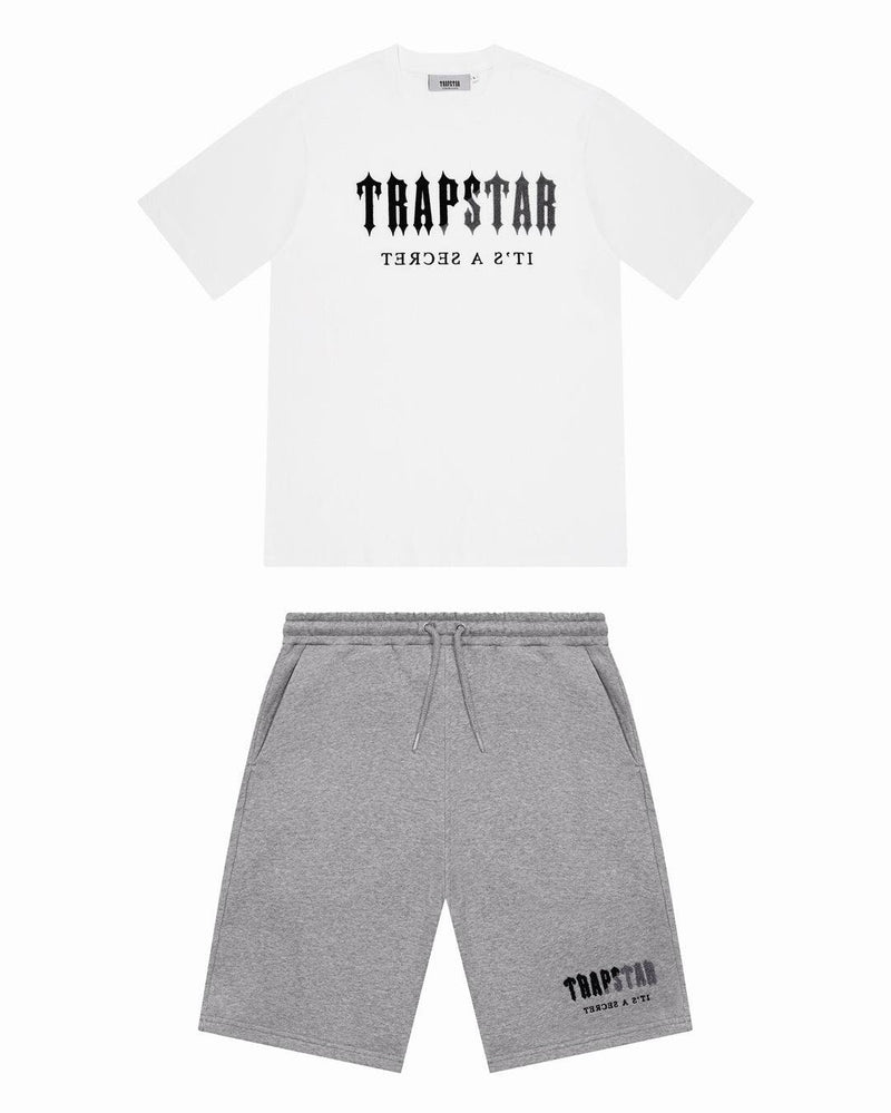 Trapstar Chenille Decoded Short Set - White/Grey
