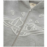 Broken Planet Zip Up Hoodie - Heather Grey