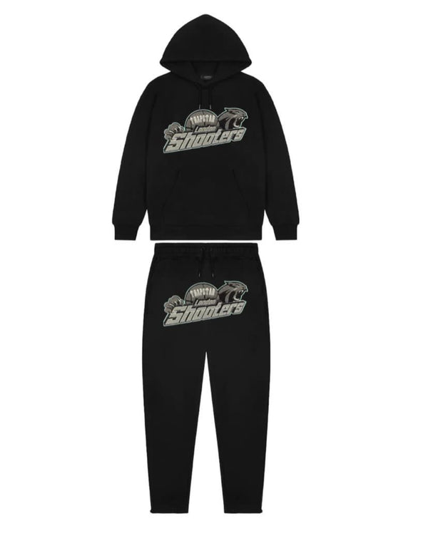 Trapstar Shooters Tracksuit - Black/Teal and Front