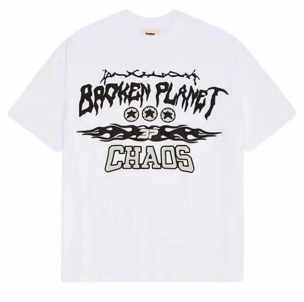 Broken Planet ‘Chaos’ T-Shirt - White and Front