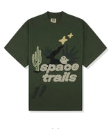 Broken Planet ‘Space Trails’ T-Shirt - Green and Front