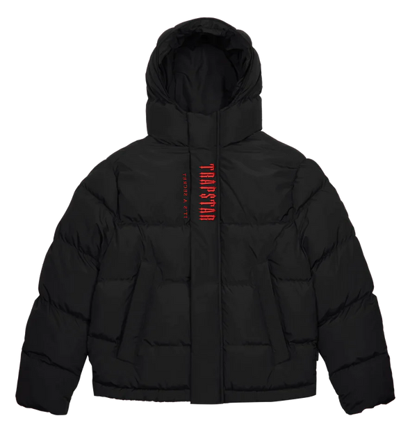 Trapstar Decoded Hooded Puffer 2.0 Jacket - Black/Infrared