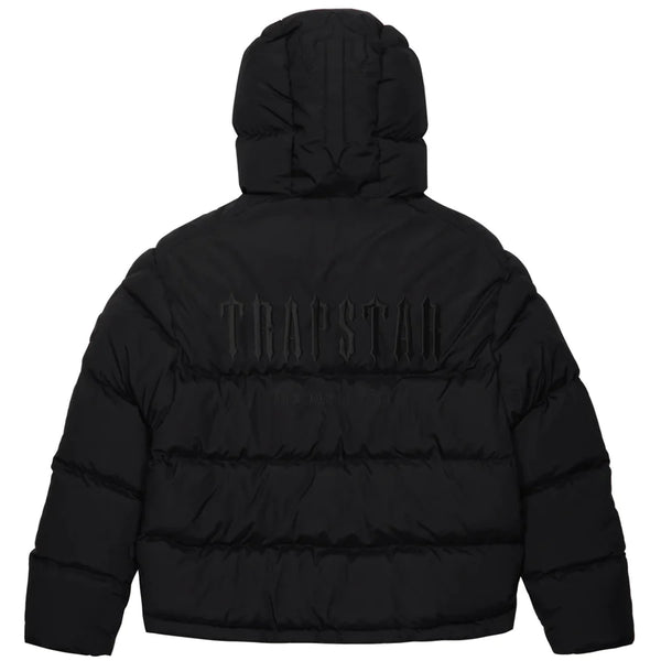Trapstar Decoded Hooded Puffer 2.0 Jacket - Blackout and Front