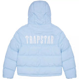 Trapstar Decoded Hooded Puffer Jacket 2.0 - Ice Blue and Front