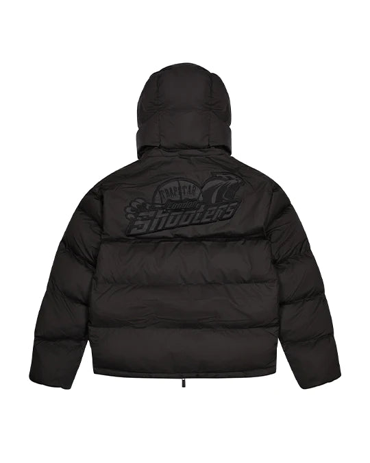 Trapstar Shooters  Hooded Puffer Jacket - Blackout/Reflective and Front