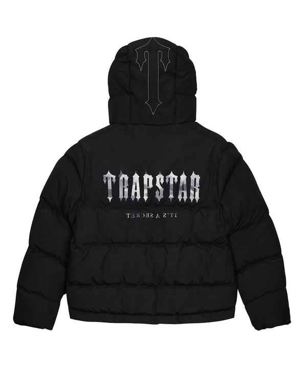 Trapstar Decoded Hooded Puffer 2.0 Jacket - Black/Camo and Front