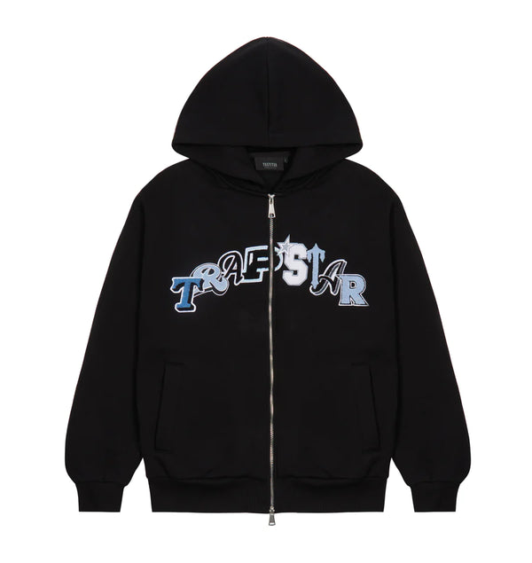 Trapstar Wildcard Zip Hooded Tracksuit - Black/Blue and Front