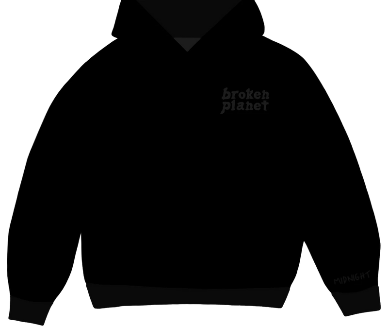 Broken Planet Basics Hoodie - Midnight Black and Front