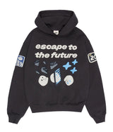 Broken Planet ‘Escape To The Future’ Hoodie - Soot Black and Front