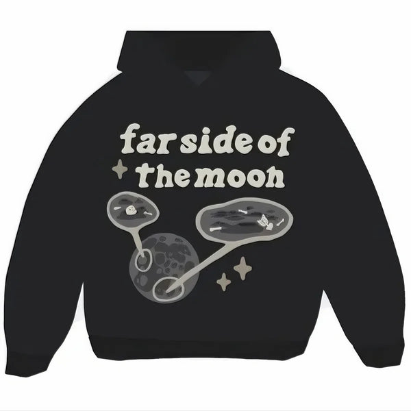 Broken Planet ‘Far Side Of The Moon’ Hoodie - Soot Black and Front