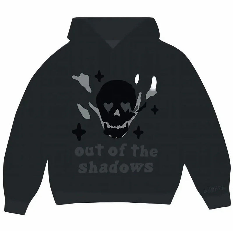 Broken Planet ‘Out Of The Shadows’ Hoodie - Soot Black and Front