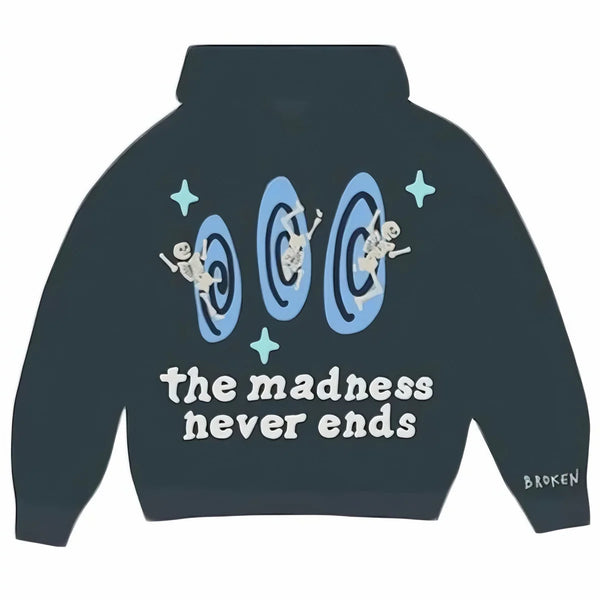 Broken Planet ‘The Madness Never Ends’ Hoodie - Sapphire Blue and Front