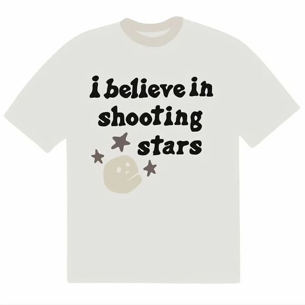 Broken Planet ‘I Believe In Shooting Stars’ T-Shirt - Bone White and Front