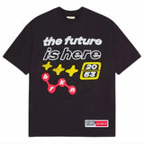 Broken Planet ‘The Future Is Here’ T-Shirt - Black and Front