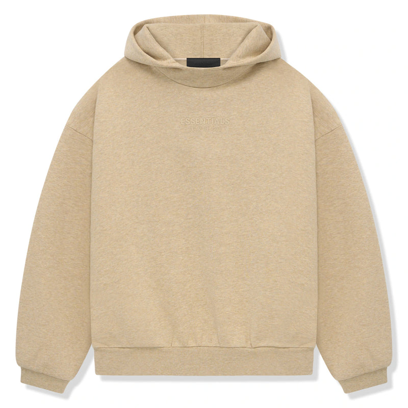 Fear Of God Essentials Hoodie - Gold Heather (FW23) and Front