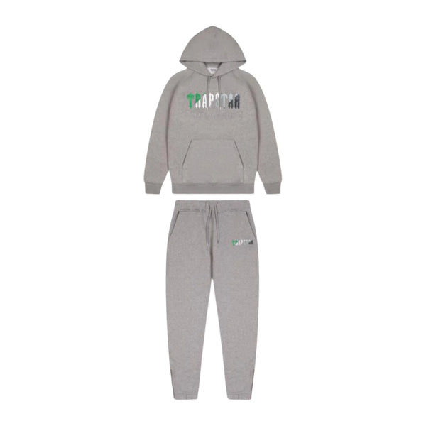 Trapstar Chenille Decoded Tracksuit - Grey/Green Bee and Front