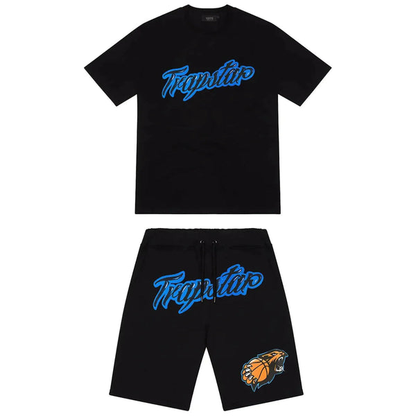 Trapstar Shooters Airbrush Edition Shorts Set - Black and Front