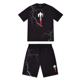 Trapstar Irongate T Lightning Shorts Set - Black/Infrared Edition and Front