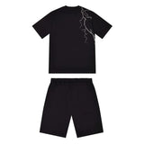 Trapstar Irongate T Lightning Shorts Set - Black/Infrared Edition