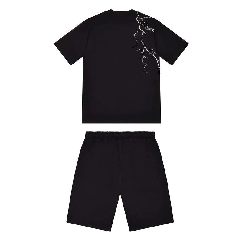 Trapstar Irongate T Lightning Shorts Set - Black/Infrared Edition