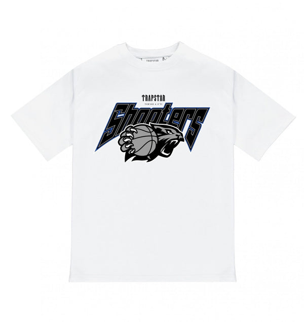 Trapstar Shooters Basketball Tee - White/Blue and Front