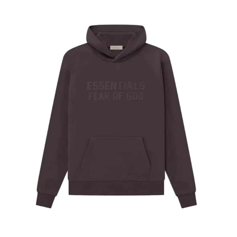 Fear Of God Essentials Hoodie - Plum (SS23) and Front