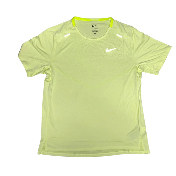 Nike Techknit T-Shirt - Volt and Front