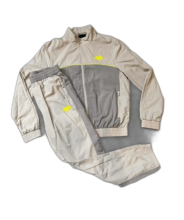 Syna World ‘Syna Logo’ Shell Tracksuit - Cream/Grey/Yellow and Front