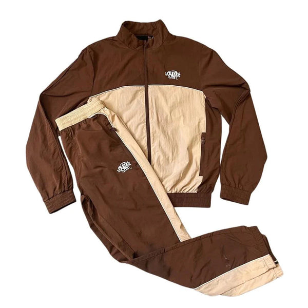 Syna World ‘Syna Logo’ Shell Tracksuit - Brown/Beige and Front