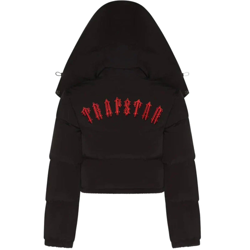 Trapstar Women’s Irongate Detachable Hooded Puffer Jacket - Black/Infrared