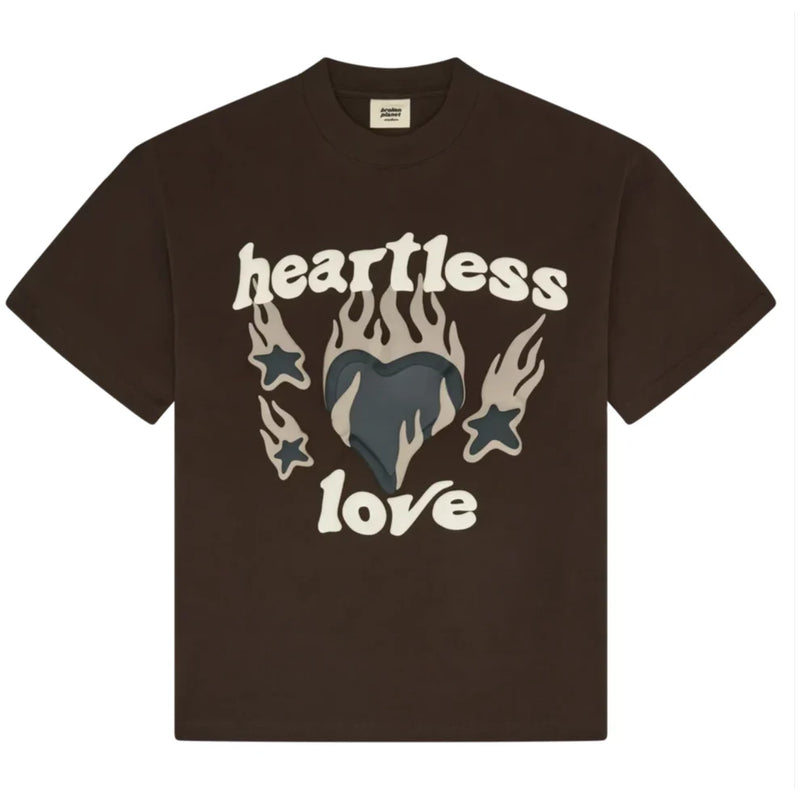 Broken Planet ‘Heartless Love’ T-Shirt - Mocha Brown and Front