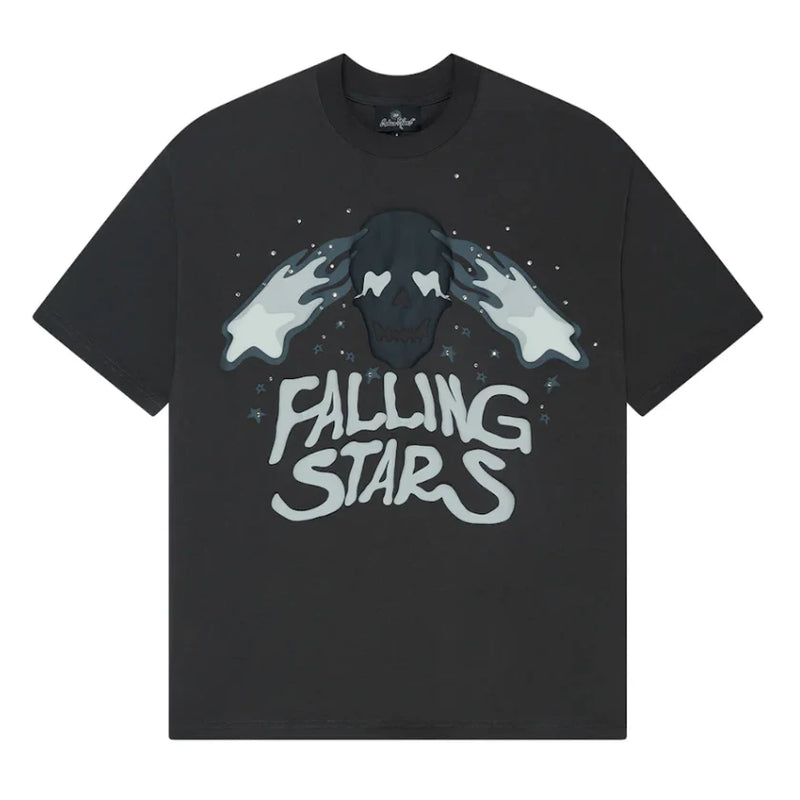 Broken Planet ‘Falling Stars’ T-Shirt - Soot Black and Front