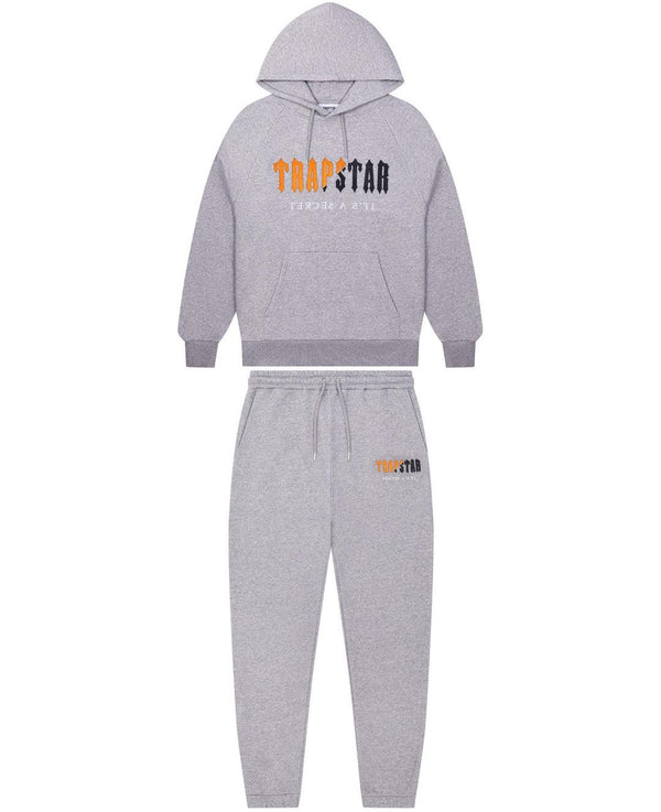 Trapstar Chenille Decoded Tracksuit - Grey/Orange and Front