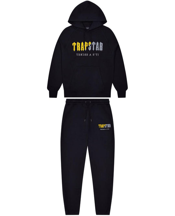 Trapstar Chenille Decoded Tracksuit - Black/Yellow and Front