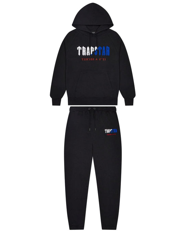 Trapstar Chenille Decoded Tracksuit - Black/Blue/Red and Front