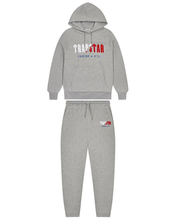 Trapstar Chenille Decoded Tracksuit - Grey/Blue/Red and Front