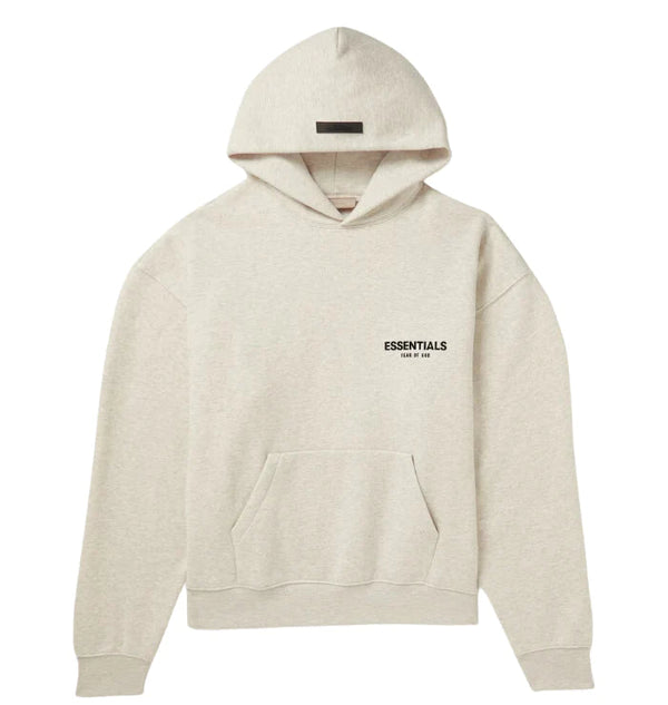 Fear Of God Essentials Hoodie - Light Oatmeal (SS22) and Front