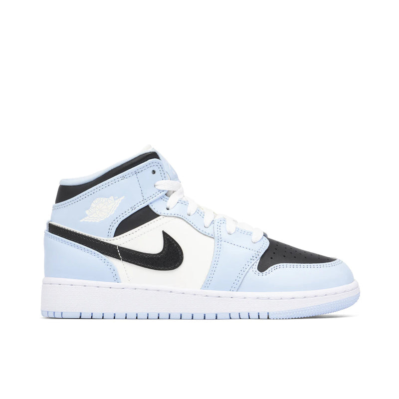 Jordan 1 Mid Ice Blue (GS) and Front