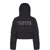 Trapstar Women’s Decoded 2.0 Hooded Puffer - Black and Front
