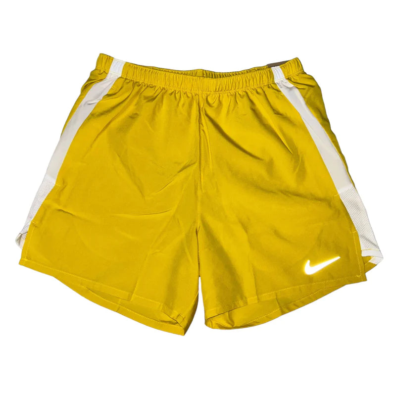 Nike Challenger 5 Inch Shorts ‘Sulphur Yellow’ and Front