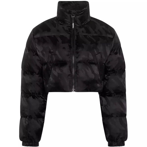 Trapstar Women’s Cropped T Jacquard Puffer - Black and Front